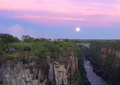 Full moon and the Vic Falls bridge