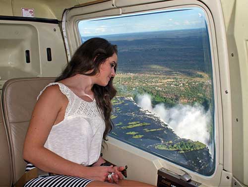 Scenic helicopter flight over Victoria Falls