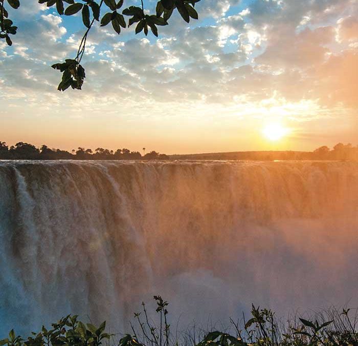 Sunset over the Victoria Falls